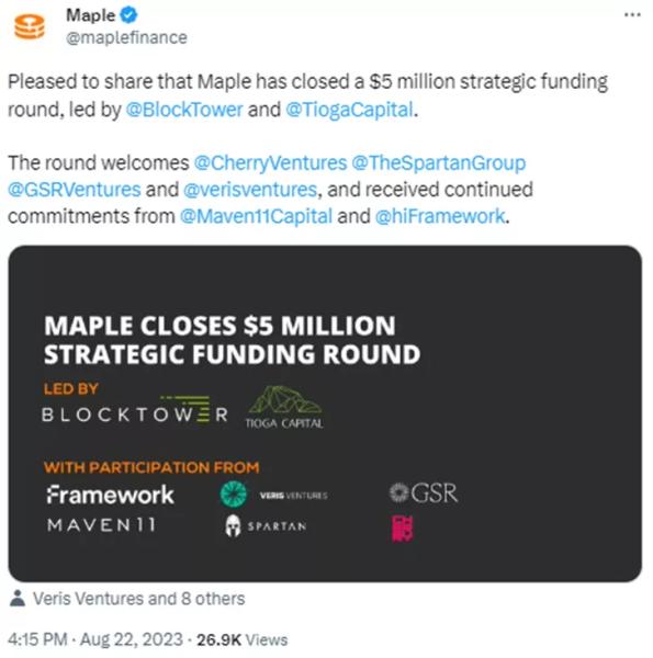 BlockTower підтримала Maple Finance в інвестраунді на $5 млн - ForkLog UA - INFBusiness