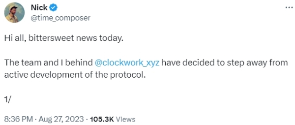 Проєкт Clockwork на Solana оголосив про закриття - ForkLog UA - INFBusiness
