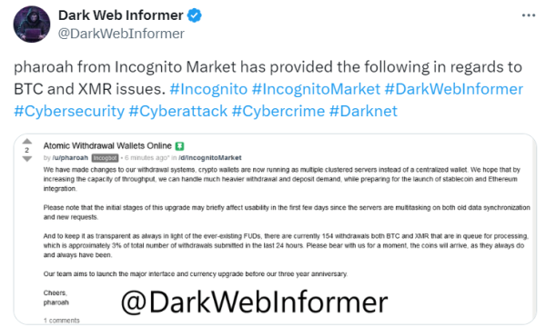 Даркнет-маркетплейс Incognito Market запідозрили в екзит-скамі - INFBusiness