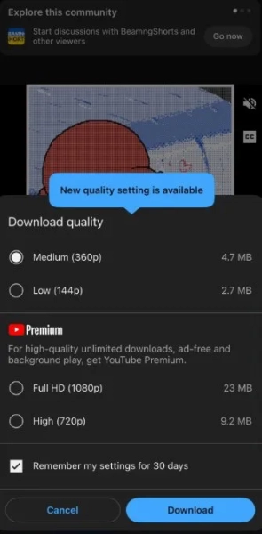 Рішення YouTube відкрити функцію, яка раніше була доступна лише преміум-користувачам, для решти інтернету значною мірою пройшло непоміченим. Знімок екрана, на якому користувач знаходить цю функцію в додатку YouTube на своєму мобільному телефоні