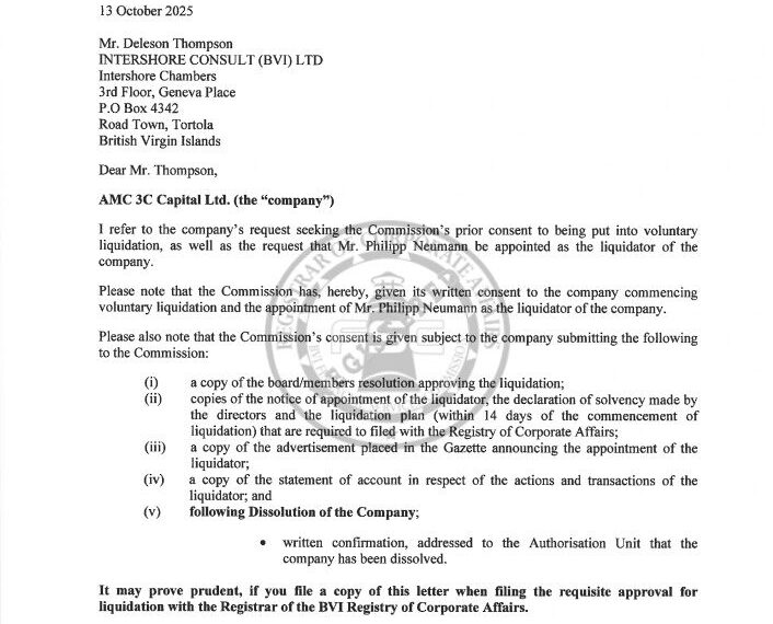 AMC 3C Capital Ltd. Announces Voluntary Liquidation Under BVI Business Companies Act