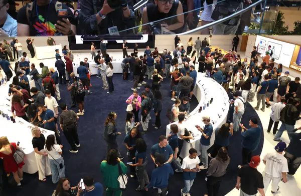 The sales floor of Apple's Fifth Avenue store in New York City.