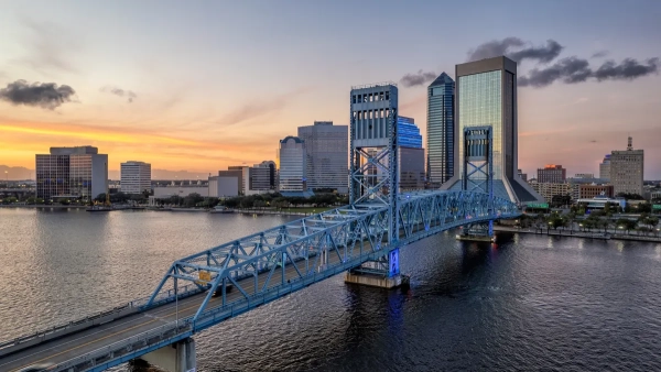 Jacksonville Florida skyline at dusk