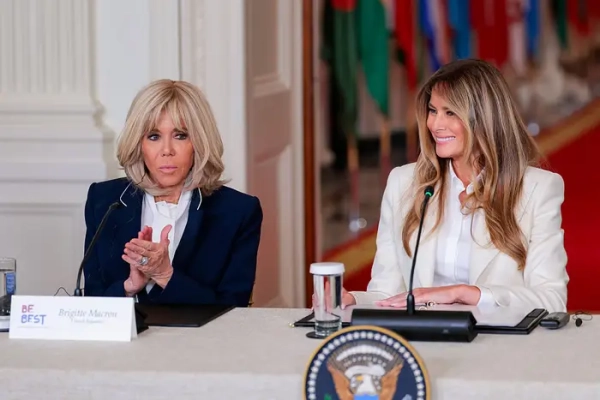Бріджит Макрон та Меланія Трамп під час Глобального саміту коаліції "Fostering the Future Together" у Білому домі.