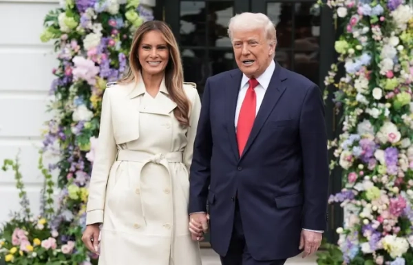 Дональд Трамп та Меланія Трамп на Великодній яєчній розвазі в Білому домі 2025 року.