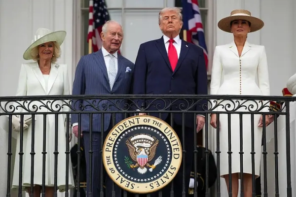 Королева Максима, король Карл, Дональд Трамп та Меланія Трамп у Білому домі.