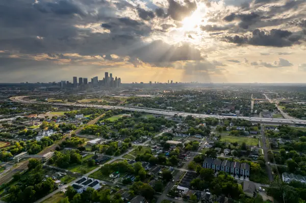 Aerial view of homes in Houston, Texas