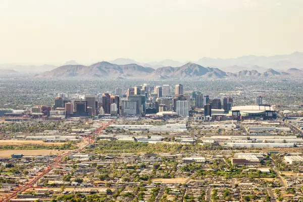 Aerial shot of downtown Phoenix, Arizona