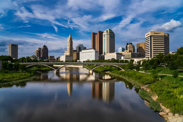 Columbus skyline across the Scioto River